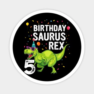 Kids 5 Year Old Birthday Boy Girl Dinosaur T Rex Family Matching Magnet